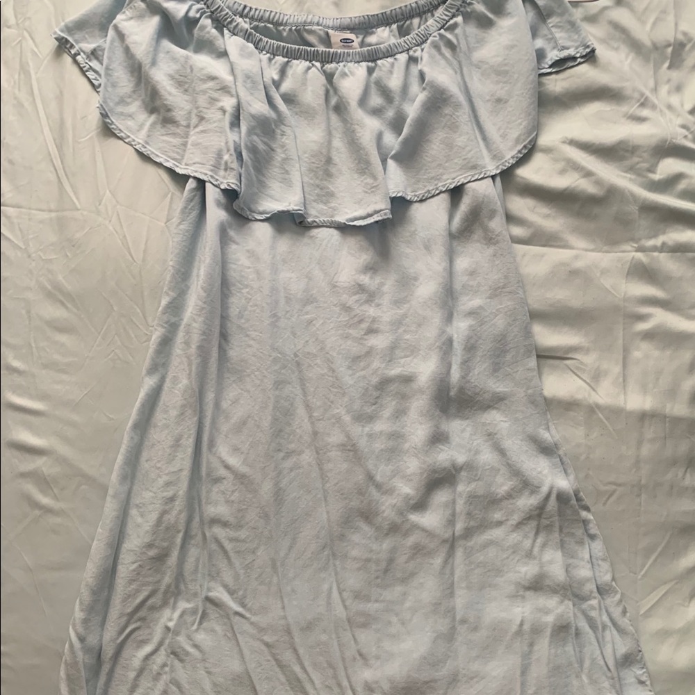 Chambray Off-the-shoulder Dress
